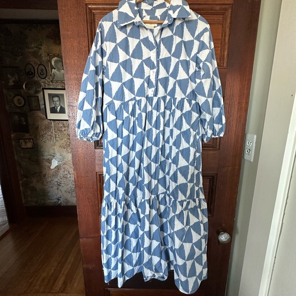 Maeve Blue and White Abstract Blouse - Picture 2 of 5